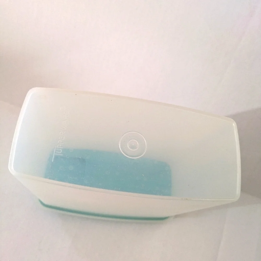Tupperware Modular Mates Cereal Container vintage white with teal/ turquoise lid